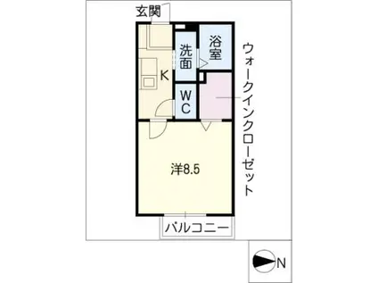 ラ・カリブ(1K/2階)の間取り写真