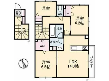 ル パルク(2SLDK/2階)の間取り写真