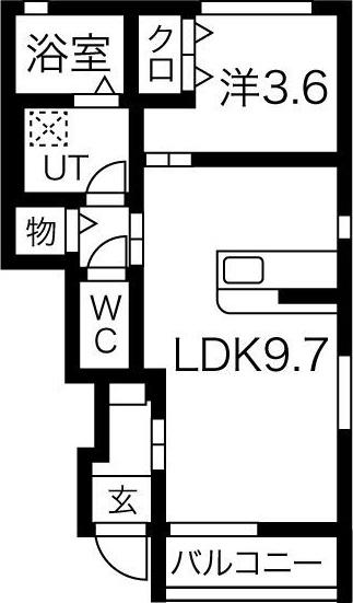 BEL POSTO 星が丘 B棟(1LDK/1階)の間取り写真