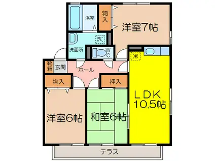 リゾートハイツ新生町(3LDK/1階)の間取り写真