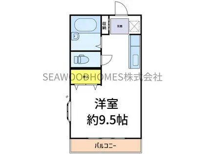 丸山ハイム(ワンルーム/1階)の間取り写真