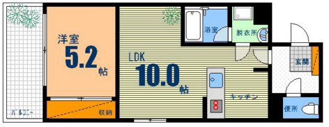 PEACE TOWER Y`S(1LDK/6階)の間取り写真