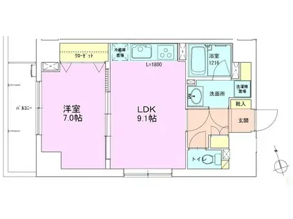 銀座レジデンス参番館(1LDK/2階)の間取り写真