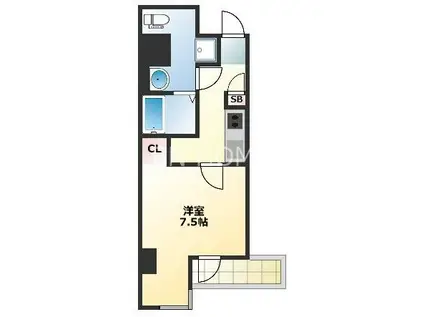 レジュールアッシュ谷町(1K/6階)の間取り写真