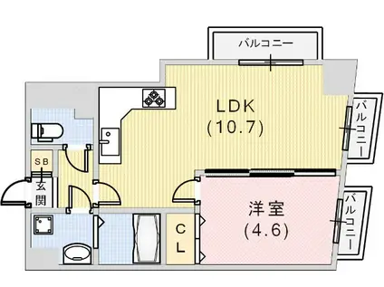 LUMINA(1LDK/2階)の間取り写真