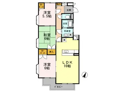 ベルドミール(3LDK/3階)の間取り写真
