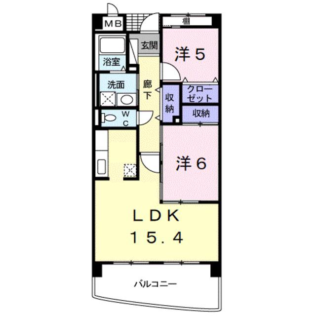 ポルトーネ(2LDK/6階)の間取り写真