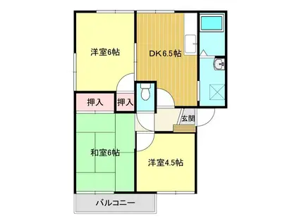 バンブーアルカディア F棟(3DK/2階)の間取り写真