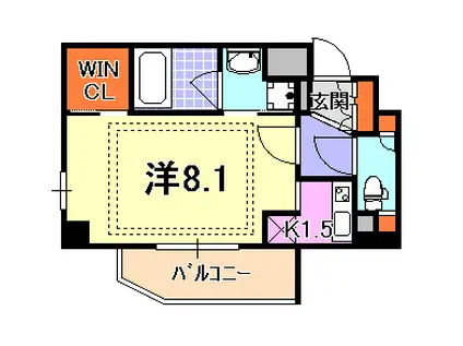 ベルフェリーク新神戸(1K/4階)の間取り写真