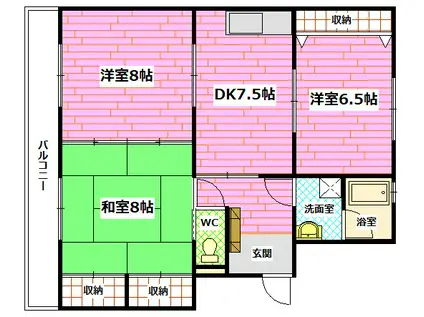 レジデンス木村(3LDK/2階)の間取り写真