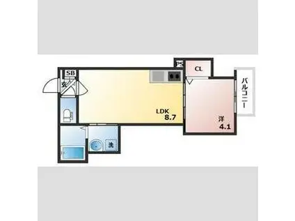 GRANDIR岸里(1LDK/2階)の間取り写真