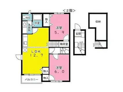 パークヴィラI(2LDK/2階)の間取り写真