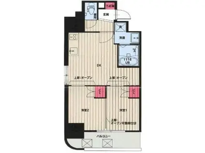 NO.102 CLUB ORIENT(2DK/12階)の間取り写真