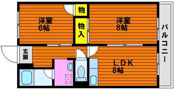 カウル十日市(2LDK/10階)の間取り写真