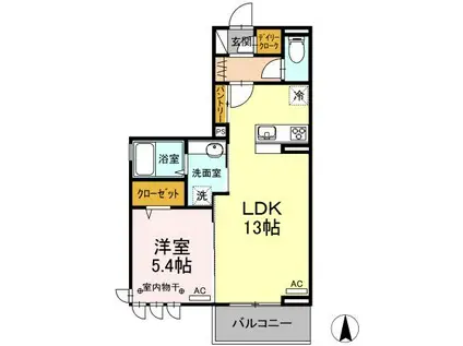 グランディール泉中央(1LDK/2階)の間取り写真