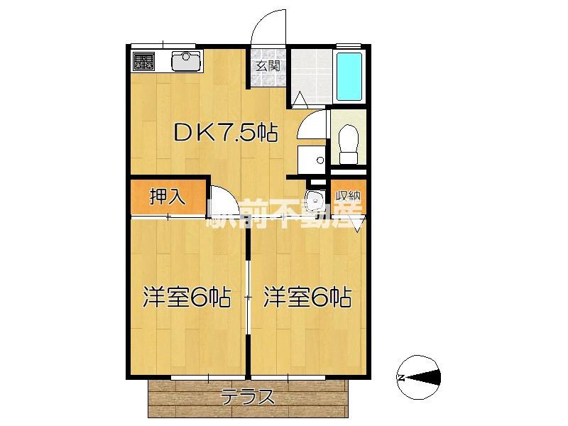 ラフォーレ佐大通 I(2DK/1階)の間取り写真