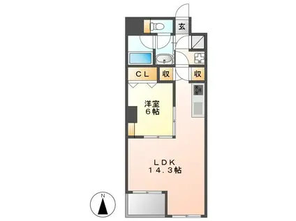 アモン フォンテーヌ(1LDK/3階)の間取り写真