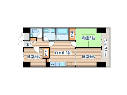 ライフピアIII(3DK/9階)の間取り写真