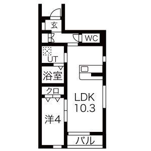 CASA ETERNO(1LDK/1階)の間取り写真