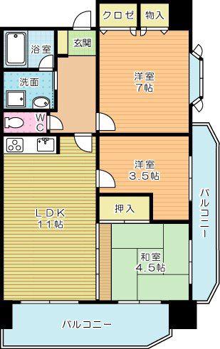 ラディア霧ケ丘(3LDK/5階)の間取り写真