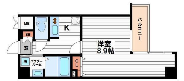 クレアート大手前グランアクシア(1K/3階)の間取り写真