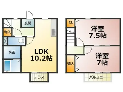 RIVER PARKA・B・C(2LDK/1階)の間取り写真