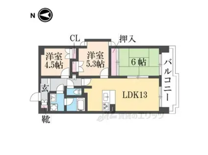 ミドレスト唐橋(3LDK/6階)の間取り写真