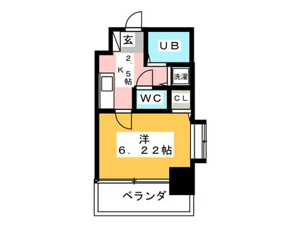 アクシーズタワー川口幸町II(1K/11階)の間取り写真