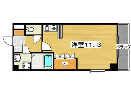 シャンポールかささぎ(ワンルーム/2階)の間取り写真