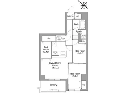 コンフォリア・リヴ豊洲キャナル(3LDK/4階)の間取り写真