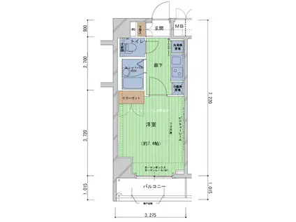メインステージ神田駅前(1K/2階)の間取り写真