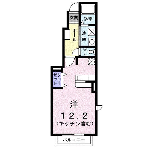 カーサ・クレールIV(ワンルーム/1階)の間取り写真