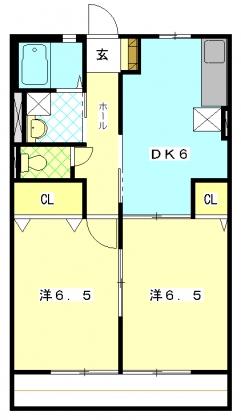 メイプル(2DK/2階)の間取り写真