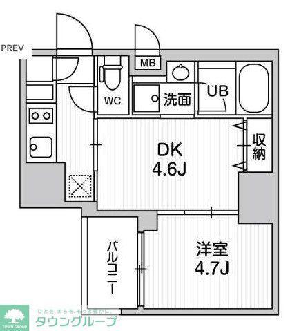 SYFORME大井町II(1DK/7階)の間取り写真