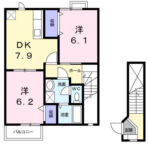 アトラスB(2DK/2階)の間取り写真