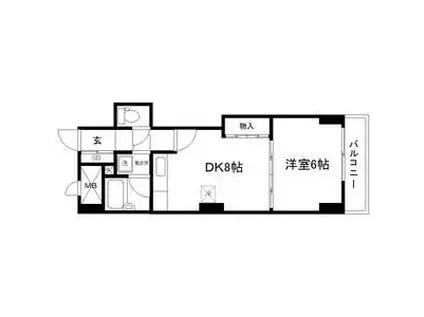 キャピタル 小田原(1DK/4階)の間取り写真