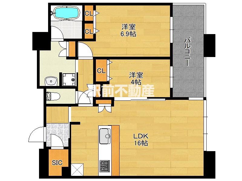アイランドシティオーシャン&フォレストタ(2LDK/40階)の間取り写真