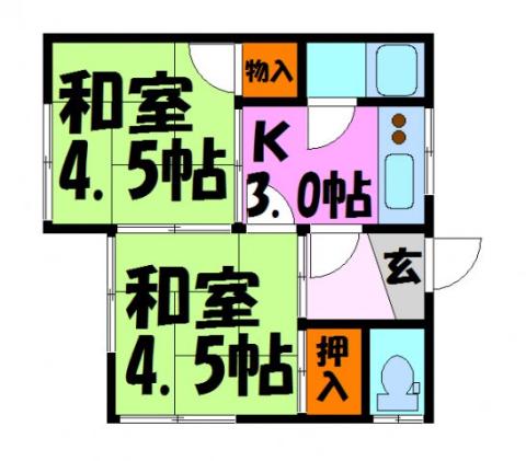 第一ハウス(2K/1階)の間取り写真