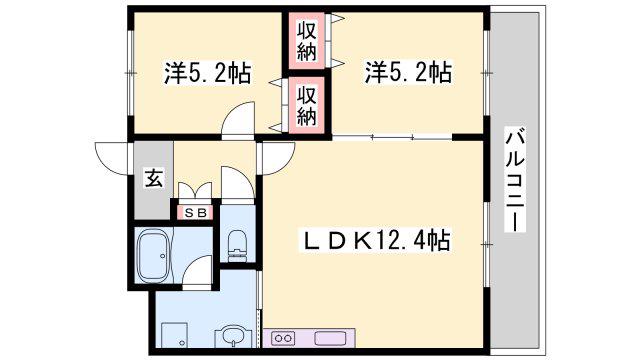 シャトー御立(2LDK/2階)の間取り写真