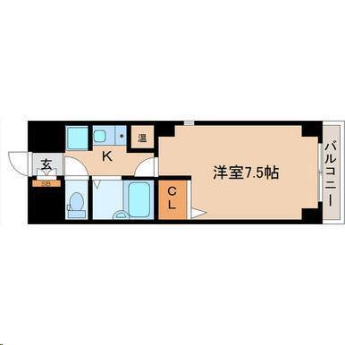 リエス若林(1K/3階)の間取り写真