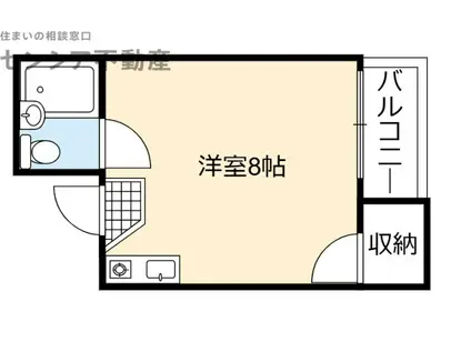 京阪本線 関目駅 徒歩1分 4階建 築38年(ワンルーム/4階)の間取り写真