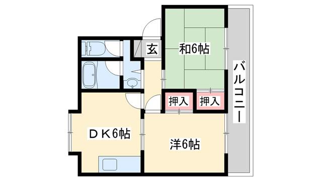 サンフラッツ2 B棟(2DK/2階)の間取り写真