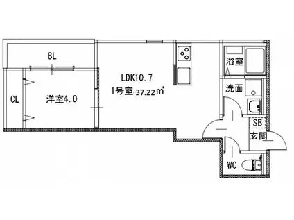 PROSPERITA I(1LDK/2階)の間取り写真