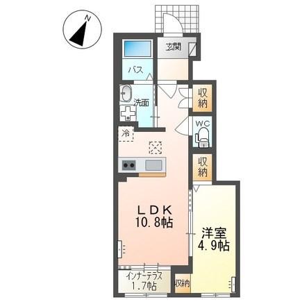 グランピュア(1LDK/1階)の間取り写真