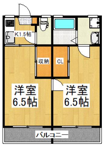 多摩川レジデンス(2K/2階)の間取り写真