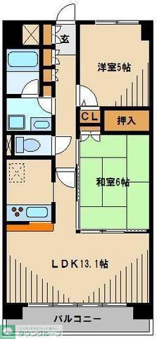 プリムベール南浦和(2LDK/4階)の間取り写真