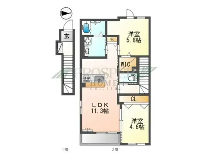 サンハイツ高井田(1LDK/1階)の間取り写真