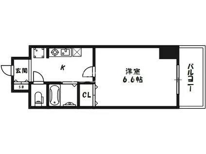 フェニックスコート天満橋(1K/2階)の間取り写真