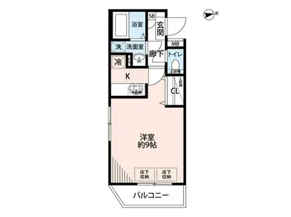 プレール・ドゥーク東新宿II(1K/4階)の間取り写真