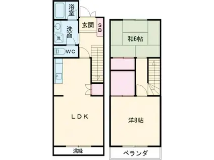 第6錦フルーツコーポ オリーブ(2LDK/1階)の間取り写真